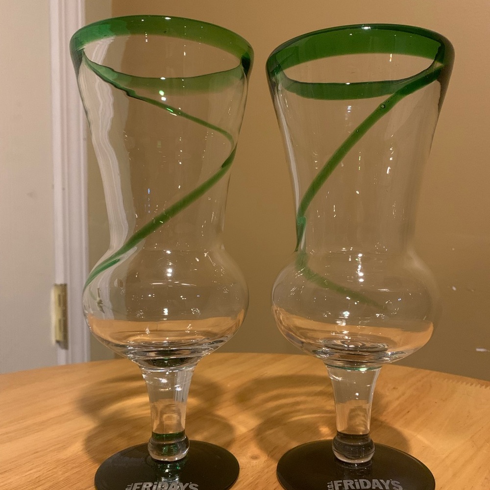 Two Hand Blown T.G.I Fridays Daiquiri Glasses